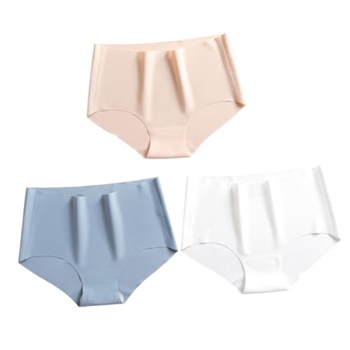 TOYANDONA 3 Piezas Bragas sin Costuras de Mujer Pantalones Transpirables de Cintura Media Tejidos de Seda Fría Cómodos y Elásticos Pack para Jeans y Vestidos Ajustados Color Color Aleatorio