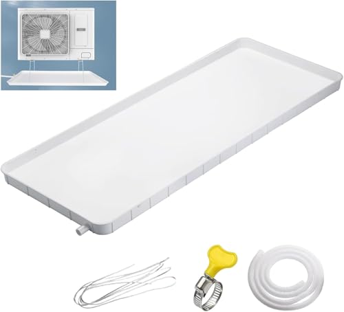Bandeja de drenaje universal para aire acondicionado con tubo de drenaje, bandeja de goteo de plástico para sistemas de aire acondicionado dividido y bomba de calor, 36 x 18 pulgadas