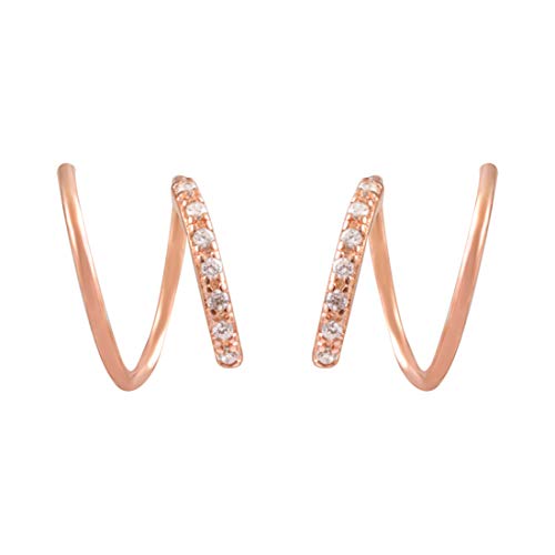 Minimalist 925 Sterling Silver Tiny Hook Earrings Cartilage Wrap Earring for Women Teen Girls (Rose Gold)