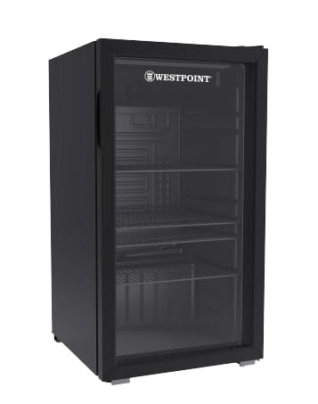 Westpoint 120 Liters Beverage Cooler 115 Cans Storage Capacity Double TemperedGlass With See Through Door LED Light 4 Wire Shelves Cooling Fan Suitable for Beverage Bottles Cans Desserts WBCX-1025E