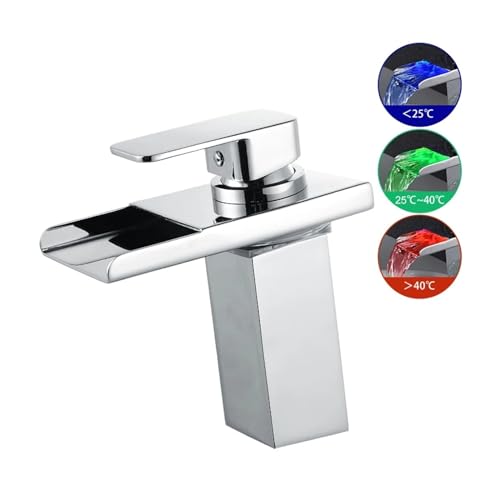Grifo led cascada moderno color oro con temperatura controlada de baño 4