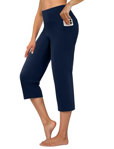 DLOODA Capri Pants High Waist Cropped Yoga Pants Straight