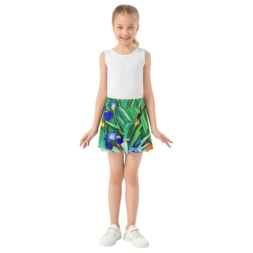 Girls' Shorts Athletic Skorts Toddlers Tennis Skirts Rainbow Girl Skort Vibrant Field Blue Irises Lush 3t3