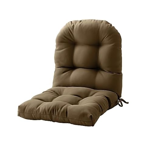 FILUXE Chair Pads, Seat/Back Patio Cushions - Waterproof Solid Tufted Pillow, Indoor/Outdoor Pads with Ties, Fade-Resistant & Seasonal All Weather Replacement (Cappuccino, 1) Cover