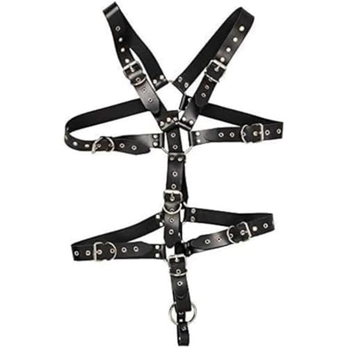 Body homme noir en cuir galbant taille réglable S-L