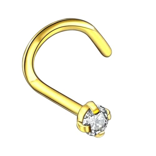 New 2026 1Pc Crystal Gem Nose Bone Screw L Shape Stud Piercings Nazir Piercing Nostril Earring Jewelry 20G Fashion Trendy Accessories Creative Gift