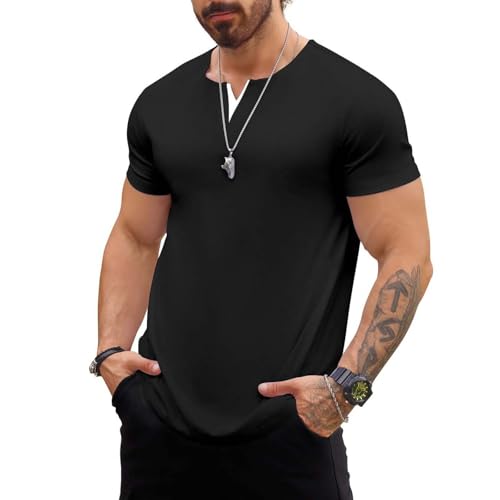 Mens V-Neck Shirt Casual Fashion Longline T Shirts Tee4