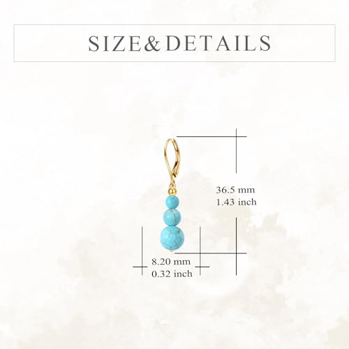 KECHO 14K Real Gold Crystal Beads Earrings 14K Solid Gold Dangle Drop Leverback Jewelry Anniversary Birthday Gifts for Women3