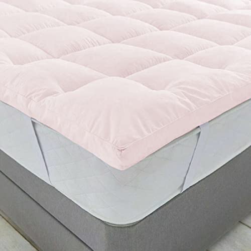Image of 1200GSM Hollow Fibre Mattress Padding /Topper Pink forCalifornia King Size Bed-78 Inch X 84 Inch