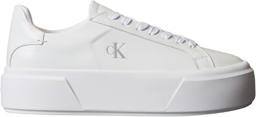 Calvin Klein Flatform Lace UP LTH MG YW0YW01928 Low Top para Mujer, Color Blanco (Triple Blanco Brillante), 5, Blanco Triple Blanco Brillante, 38 EU