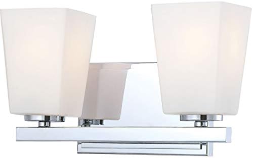 Minka Lavery Wall Light Fixtures 6542-77 City Square Reversible Glass Bath Vanity Lighting, 2 Light, 200 Watts, Chrome