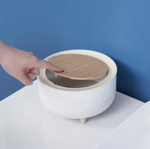 Image of Modern Mini Round Trashcan | Simple Press Trashcan | Student Dormitory Bucket & Water Resistant | Cute Makeup Bin