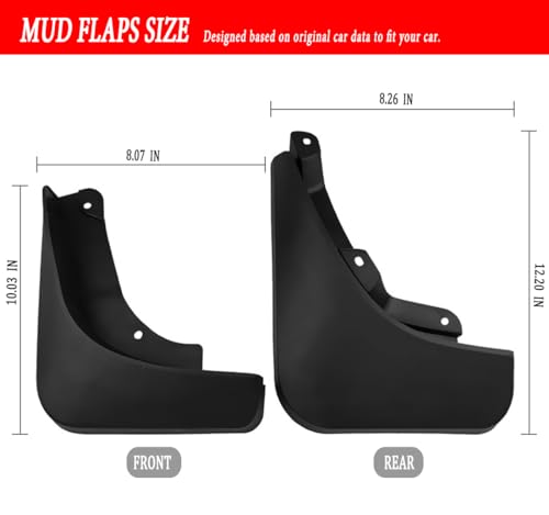 Image of Mud Flaps Fit for 2019-2021 Jeep Cherokee, Front & Rear Mud Guards Accessories - 4 Pc, Black