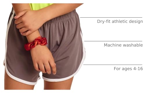 Image of Real Essentials 5 Pack: Girls' Dry-Fit Athletic Dolphin Shorts for Youth Kids Teens Running Gym Sports (Ages 4-16)