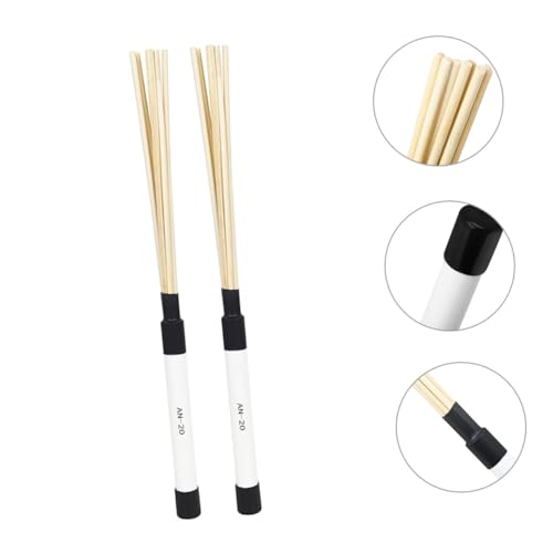 1 par de baquetas de brocha para tambores tenor, accesorios para instrumentos de percusión, diseño ajustable de madera blanca para jazz y práctica miniatura 5