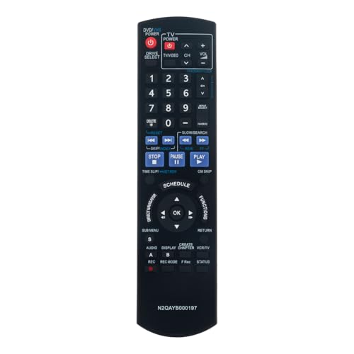 N2QAYB000197 Replace DVD/VHS Combo Recorder Player Remote Control Compatible with Panasonic DVD Recorder DMR-EZ48 DMR-EZ485 DMR-EZ37V DVD-RV26 DMR-EZ48V DMR-EZ485V DMR-EZ48VK DMR-EZ485VK