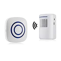 Durchgangsalarm, HommyFine Ladenglocke Funkalarmanlage mit Bewegungsmelder Zutrittsmelder Beweungsklingel mit 38 Klingeltönen Auffahrts-Alarmset mit Blauer LED Anzeige
