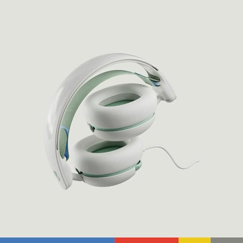 Image of Skullcandy Grom Wired Headphones, Volume-Limiting Audio, Comfortable Over-Ear Fit, Foldable, Designed for Kids 6+, Convenient for Travel with 3.5mm AUX Plug, Built-in Microphone - Bone Seafoam