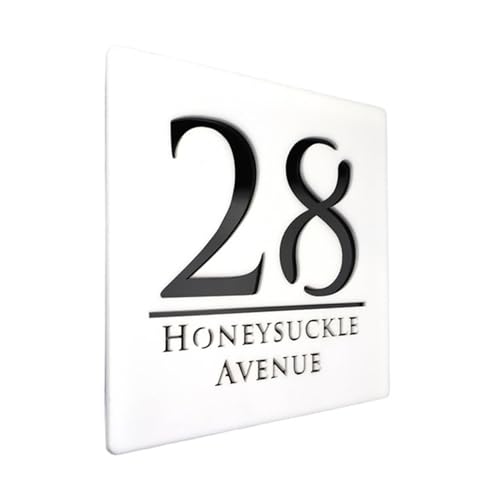 Numéro de maison acrylique 3D noir et blanc plaque personnalisée de 18 cm