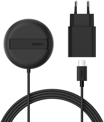 Belkin Magnetisches Kabelloses Ladegerät (15W) mit Ständer – zertifiziertes MagSafe Ladegerät, Qi2 Ladestation für iPhone 16, 15, 14, Samsung Galaxy S25, S24, AirPods usw. (mit Net