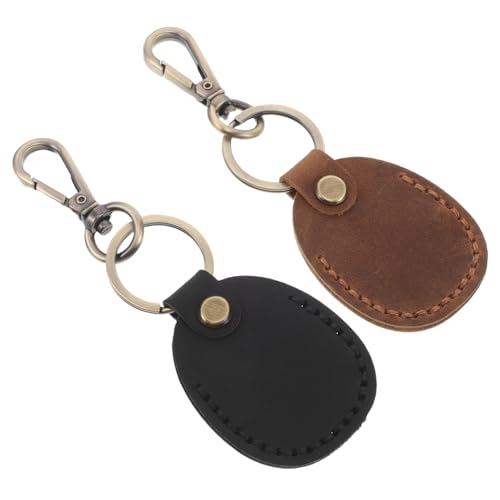 Abaodam Pu Access Card Holder Bag Suede Keychain Tag Holder for Residential Water Drop Shape