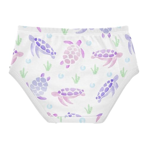 Wusikd Colorful Sea Turtle Girls' Underwear Cotton Watercolor Girls Briefs Soft Toddler Underwear 8T2