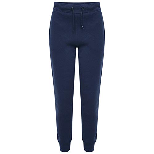 MyShoeStore Ladies Fleece Slim Fit Joggers Womens Jogging Tracksuit Casual Bottoms Sports Gym Training Trousers Ribbed Hem Ankle & Waist Band Lounge Wear Sweat Jog Pants (Navy, M)