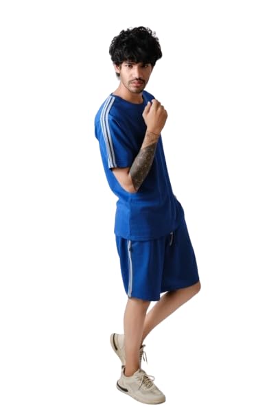 Co-ord Blue Stripe Set Majestic Classic Set Nightwear T-Shirt & Shorts Casual Wear | Night Outfits,-image-49