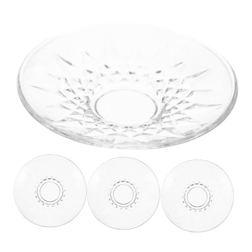 Cabilock 4pcs Transparent Round Glass Saucers Versatile Serving Plates for Tea Coffee Snacks and Desserts Elegant Kitchen Dishes for Any Occasion