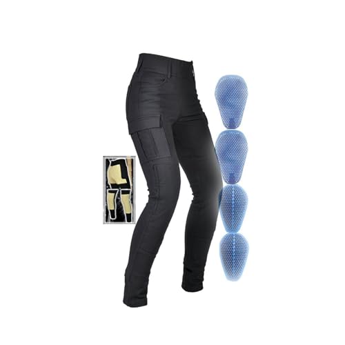 Pantaloni da Moto per Tutte Le Stagioni Jeans Slim Fit da Donna Fodera in Aramide Resistente All'abrasione Protezione Uomo/Donna(M)