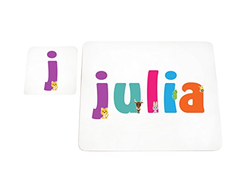 Napperon personnalisé Julia avec coaster illustratif coloré de la marque Little Helper