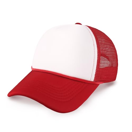 Image of CHOK.LIDS Classic Foam Trucker Hat Summer Mesh Rope Cap Solid Two Toned Blank Hat Mens Womens Adjustable Strap Light Weight