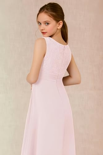 LTW Junior Bridesmaid Dress for Teen Girls Lace Applique Chiffon Flower Girl Dresses for Wedding4