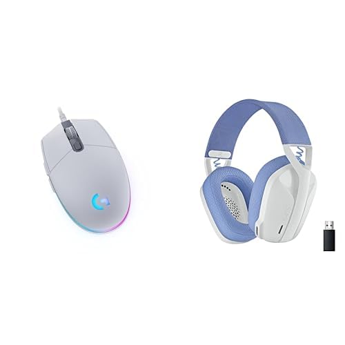 Logitech G203 LIGHTSYNC Mouse Gaming con Illuminazione RGB, Bianco, with G435 LIGHTSPEED Cuffie Gaming Wireless Bluetooth, Bianco