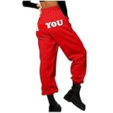 Women Joggers Clearance,Valentine's Day I Love Boyfriends Pants Today's Deals,Ladies Fleece Lined Elastic Waist Sweatpants Thicked Warm Casual Trousers Plus Size Running Fitness Sports Pants S-3XL