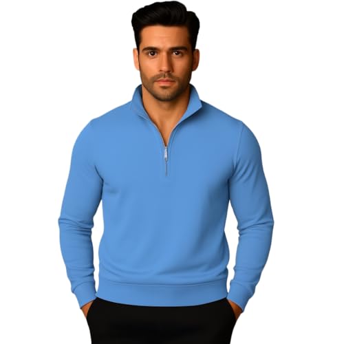 Image of Mack Jonney Men's Fleece Half-Zip High Neck Sweatshirt | Warm & Stylish Winter Wear -M4380