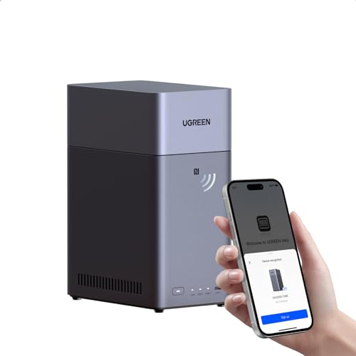 UGREEN NASync DH2300 2 Bay Desktop NAS, NFC Tap zum Verbinden, KI Fotoalbum, 4K Persönliche Videothek, Einsteigerfreundliches NAS-System, Heim-NAS-Server mit 1GbE-LAN und 4GB RAM (Ohne Festplatten)