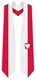 Poland Flag Graduation Stole - Fits All Body Types - Polish Study Abroad International Stole - Premium Quality Polish Graduation Sash