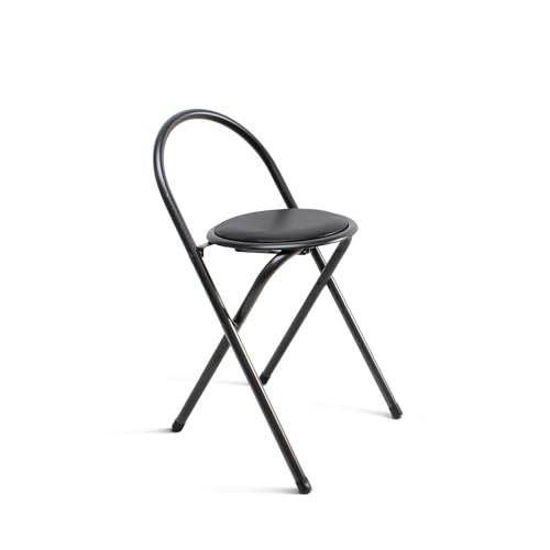 THE SECRET HOME   Silla Plegable Auxiliar   Asiento Acolchado   Sillas Aptas para Interior y Exterior   Ideales para Cocina (1, Negro)
