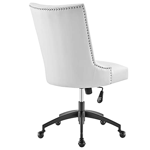 Modway Empower Channel Tufted Vegan Leather Office Chair in Black White