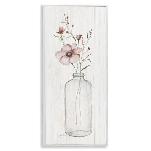 Pink Flower Buds Vase Arrangement, 13 x 30 Inch Framed Giclée Print