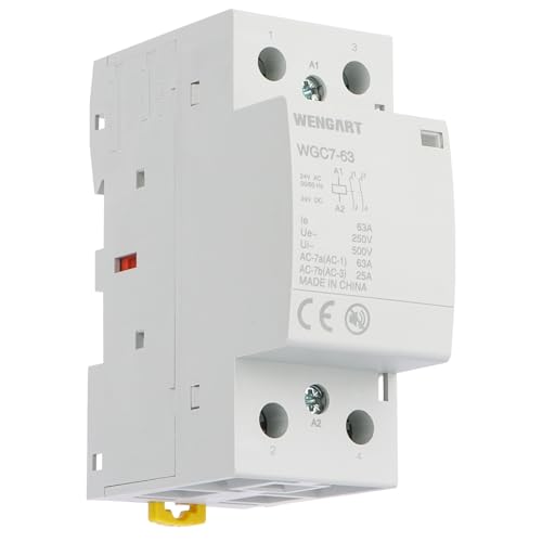 Wengart Motorschütz WGC7-63, ACDC24V 63A 2NO, silencioso y energéticamente eficiente, adecuado para circuitos de CA y CC, se utiliza para iluminación y control del motor, blanco