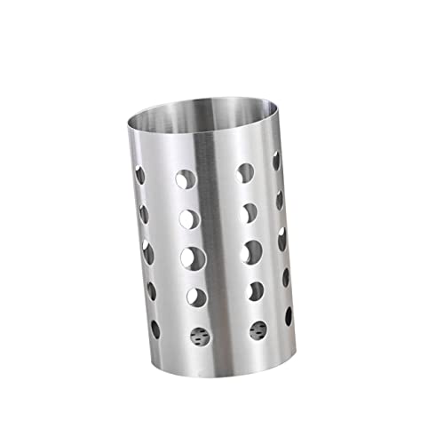 HAKIDZEL Stainless Steel Utensil Organizer Holey Chopsticks Canister for Kitchen Countertop Storage Easy to Clean Cooking Tool Holder with Drain Lightweight and Polished Design