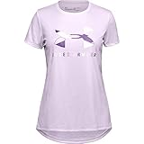 Under Armour Mädchen Big Logo Tech Short Sleeve Training Workout T-Shirt kurzärmelig, Kristall Lila (570)/Weiß, Youth-Medium