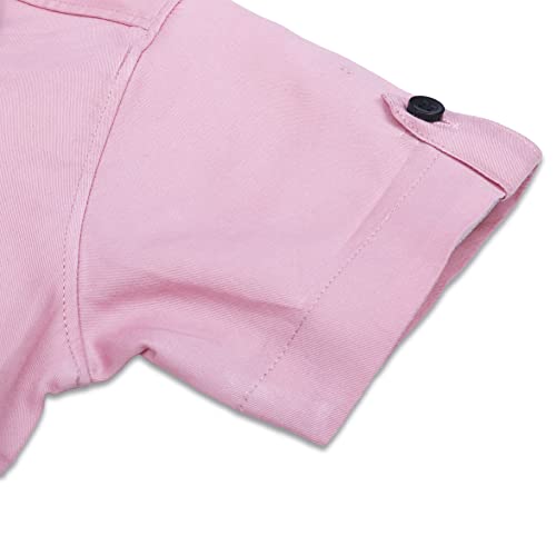 Image of Kids Stylish Solid Cotton Spread Half Sleeves Collar Regular Fit Shirt|| Formal Boys Shirt || Casual Wear Buttoned Shirt for Boys Pink