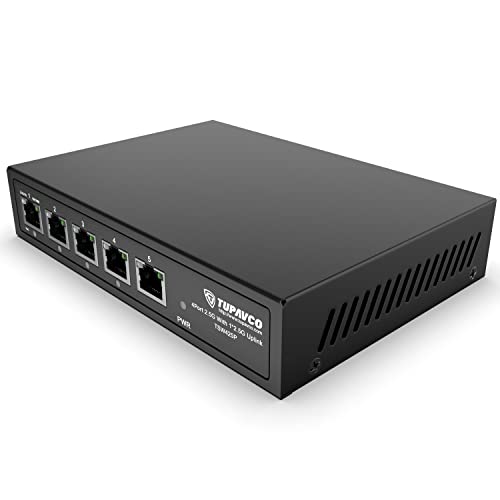 2.5GB Switch (5 Port) PoE++ for Ethernet Network - 1x90W (802.3bt) 4x30W (802.3at) Ports - High Speed 10M/100M/1G/2.5G Gigabit (802.3bz) - Unmanaged LAN Splitter with UPLINK Port - Tupavco TP1941