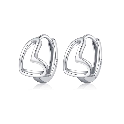 Boucles d'oreilles créoles cœur argent 925 de haute qualité pour femme