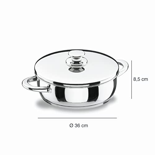 Miniatura 2 de Lacor Vitrocor Tartera Con Tapa, Acero Inoxidable 18 10, Plateado, 36 Cm