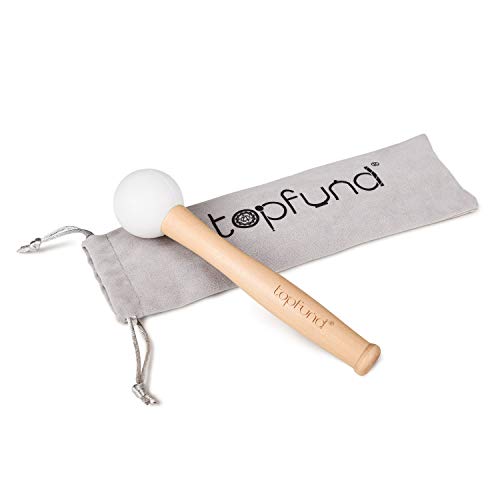 Topfund Crystal Singing Bowl Rubber Mallet With Suede Texture Bundle Pocket #TOP6
