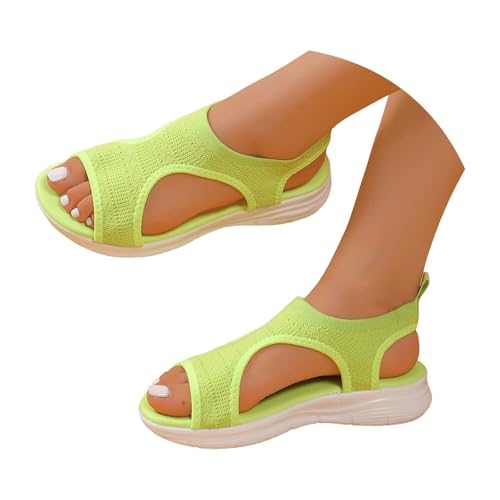 riou Sandalias Deportivas ortopédicas para Mujer Moda Zapatos con Punta Abierta Cuña Lavable de Verano Sandalia para Caminar, Verde, 38